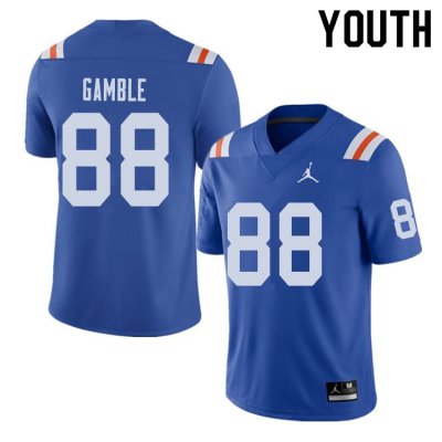 Youth Florida Gators #88 Kemore Gamble NCAA Jordan Brand Royal Throwback Alternate Authentic Stitched College Football Jersey ENW7362BY